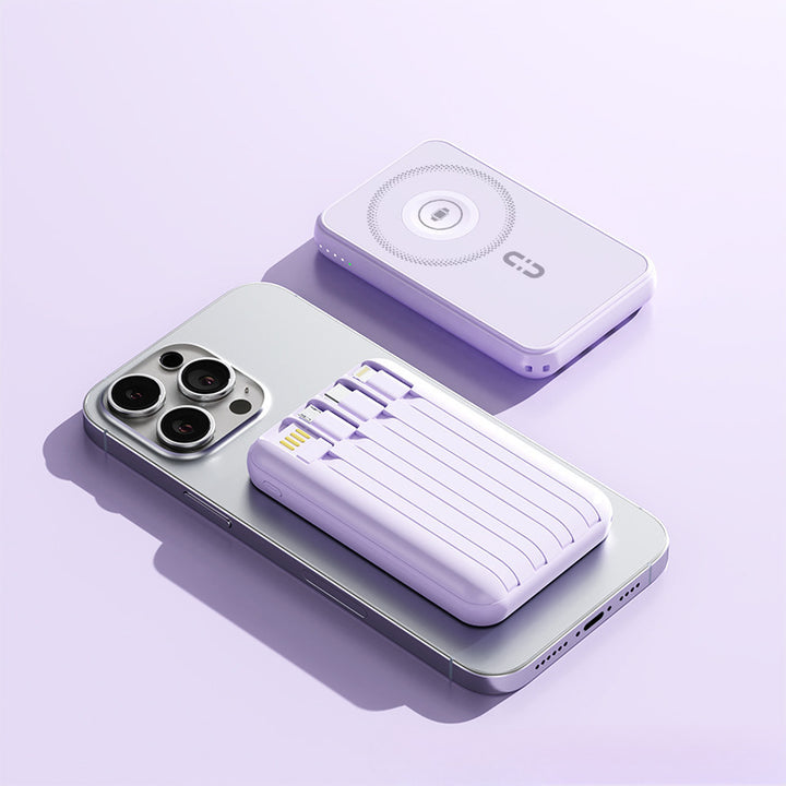 Bærbar Powerbank med trådløs ladeteknologi og innebygd Smart-teknologi Skanto