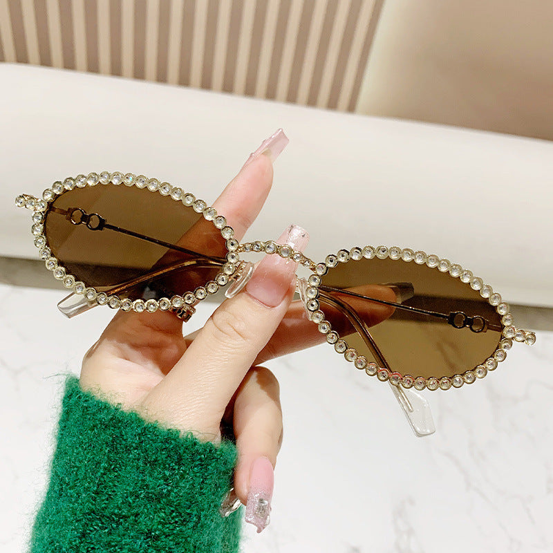 Damen Designer Brille ramme med ekstravagant perleinnramming Skanto