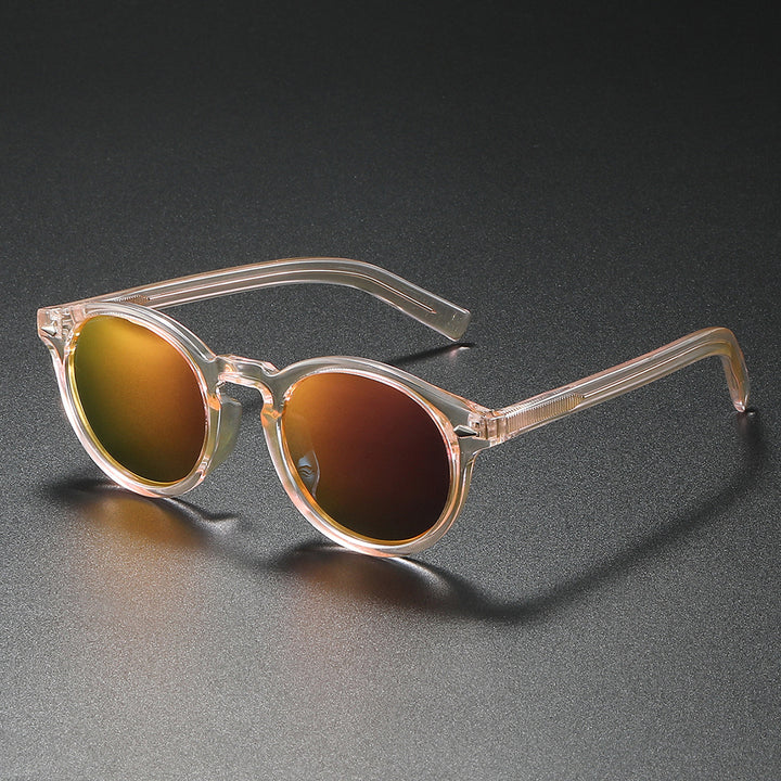 Dame Rund-solbrille med transparent ramme og reflekterende glass Skanto
