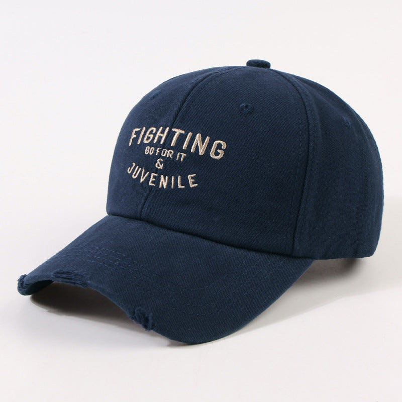 Kvinne Slitt Bomulls Cap med Motiverende Broderi Skanto