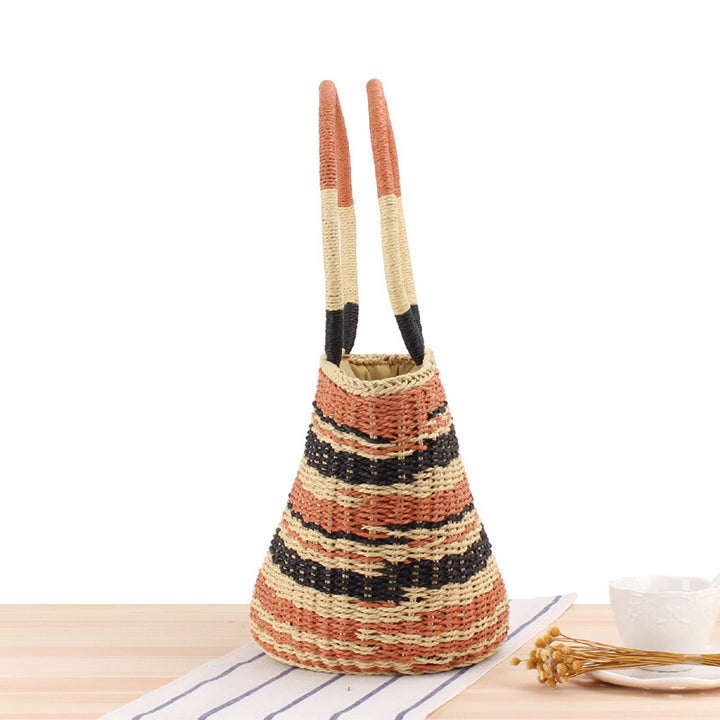 Basket bag with modern stripe pattern Skanto