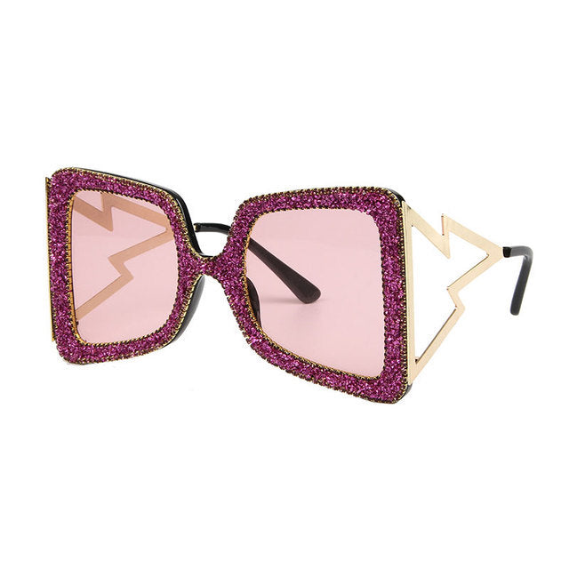 Dame overdimensjonert solbrille med glitrende krystallramme Skanto