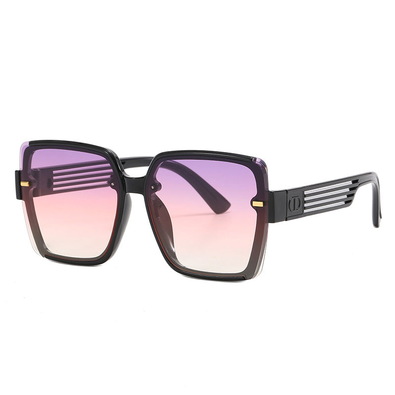 Dame firkantet solbrille med trendy geometrisk design Skanto