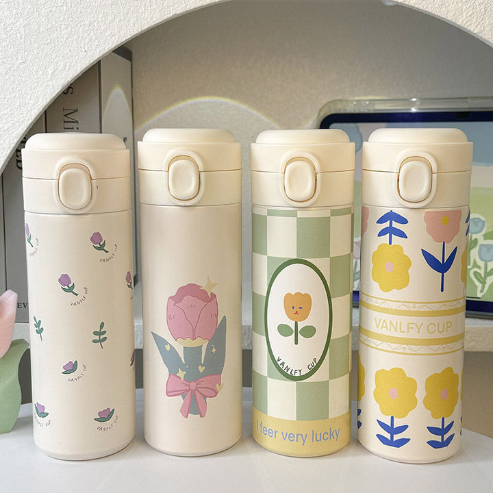 Dame isolert drikkeflaske med elegant blomsterdesign Skanto