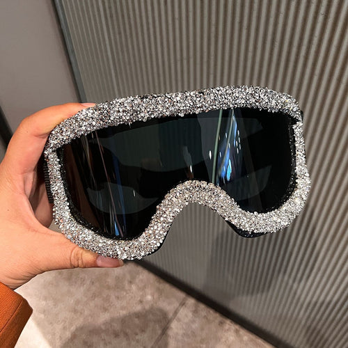 Dame glamourøse skibriller med glitrende krystallramme Skanto