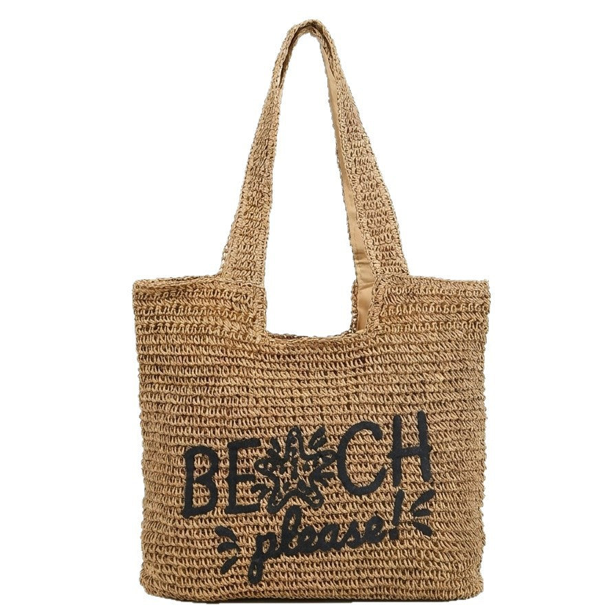 Strandveske med brodert tekst Skanto
