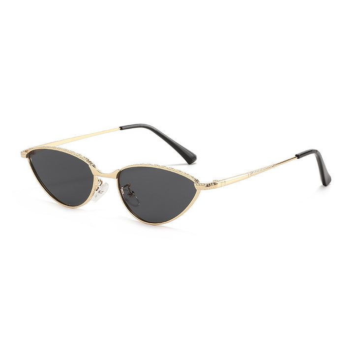 Dame Cat-Eye solbriller med rhinestones ramme og beskyttende linser Skanto