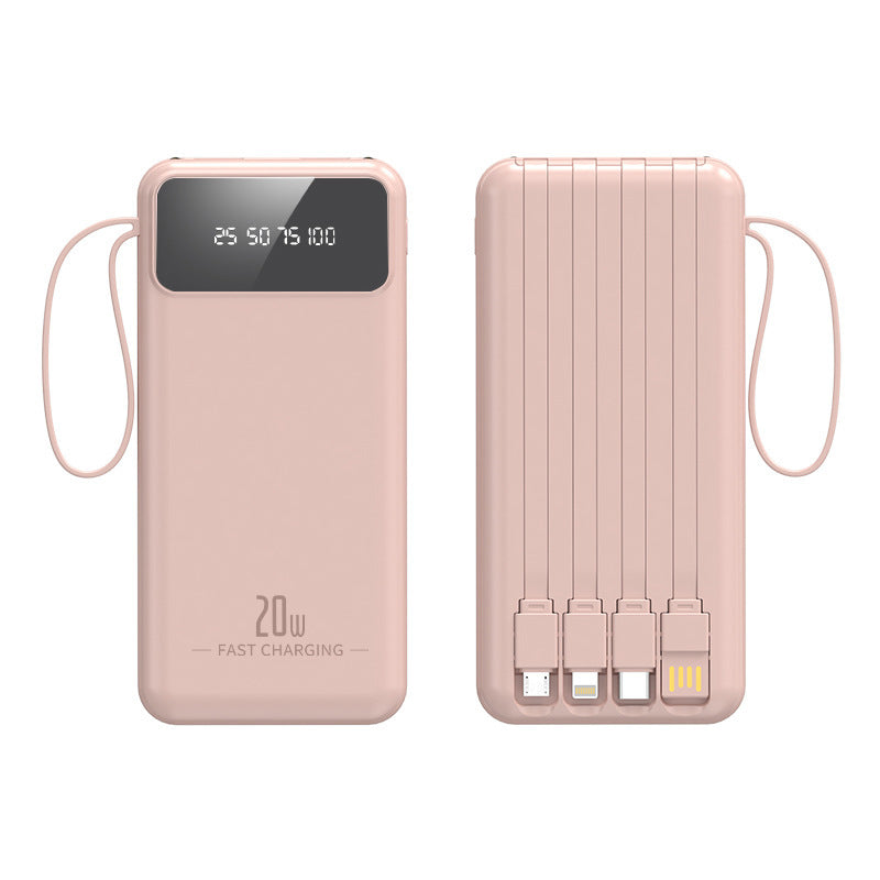 Bærbar Powerbank med innebygd kabelsystem og digital ladningsindikator Skanto