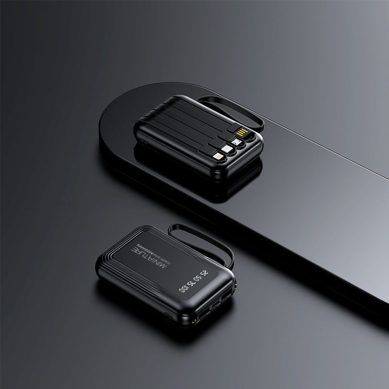 Praktisk Powerbank med trådløs hurtiglading og integrert kabelsystem Skanto