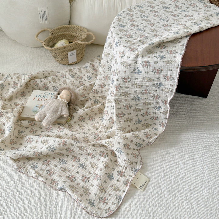 Unisex Cozy Muslin Teppet med Delikat Blomster Mønster Skanto