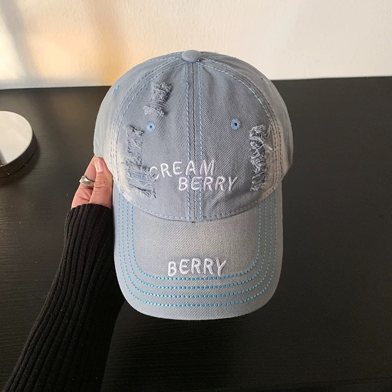 Kvinnens slitt denim baseballcaps Skanto