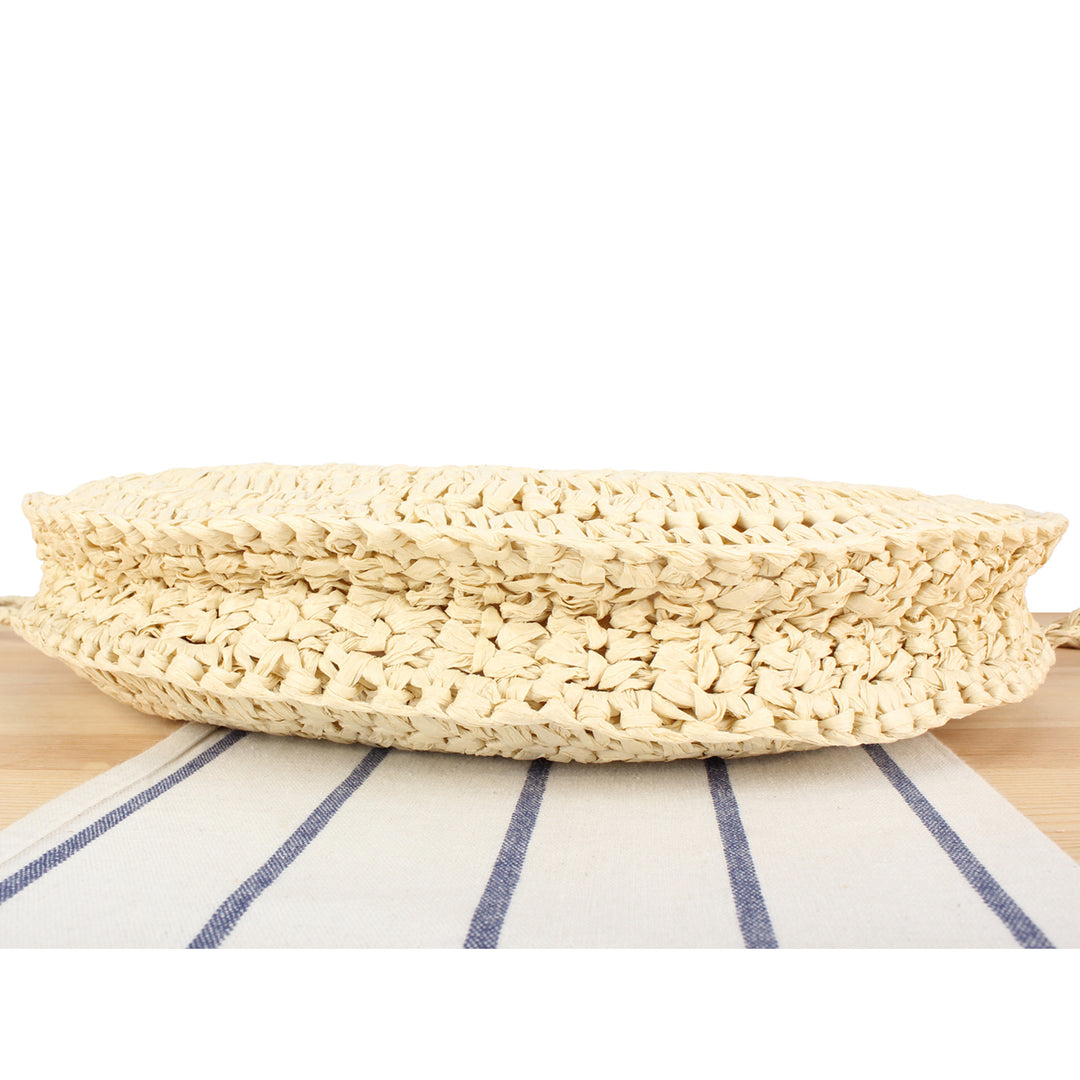 Handbag made of high-quality plant fiber weave with wooden handle Skanto