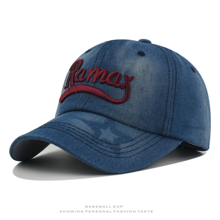 Herre's Slitt Denim Brodert Baseball Caps Skanto