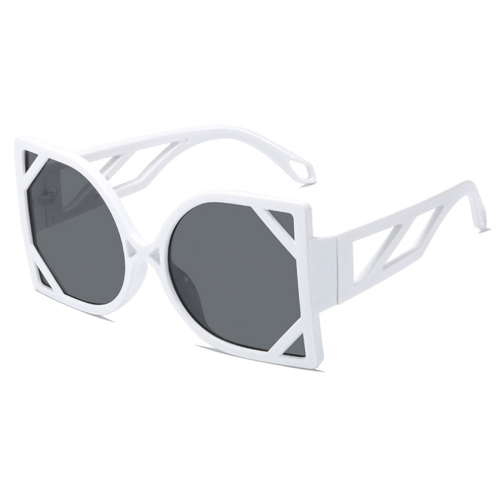 Dame geometrisk solbrille med eksklusiv design og UV-beskyttelse Skanto
