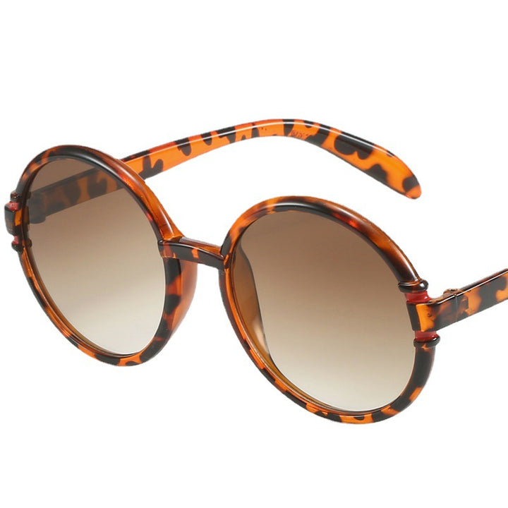 Dame rund solbrille i trendy leopardmønster med UV-beskyttelse Skanto