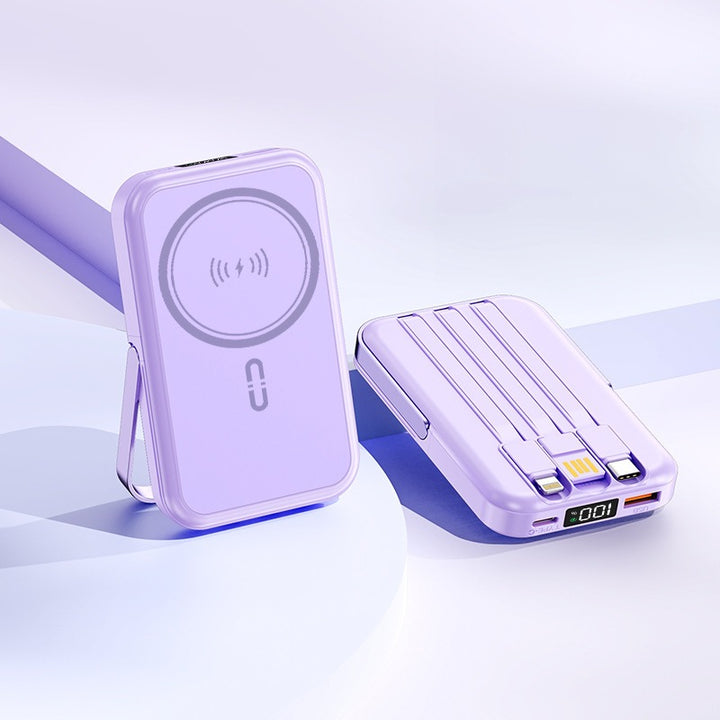 Bærbar induksjons-powerbank med integrert stativ og flere tilkoblinger Skanto