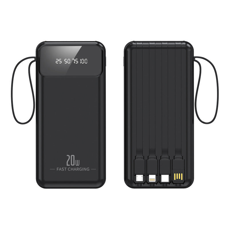 Høyytelses powerbank med integrerte ladekabler og digitalt display Skanto