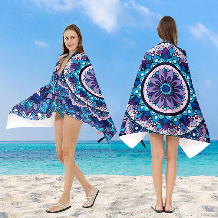 Hette-badeponcho med mandala-motiv Skanto