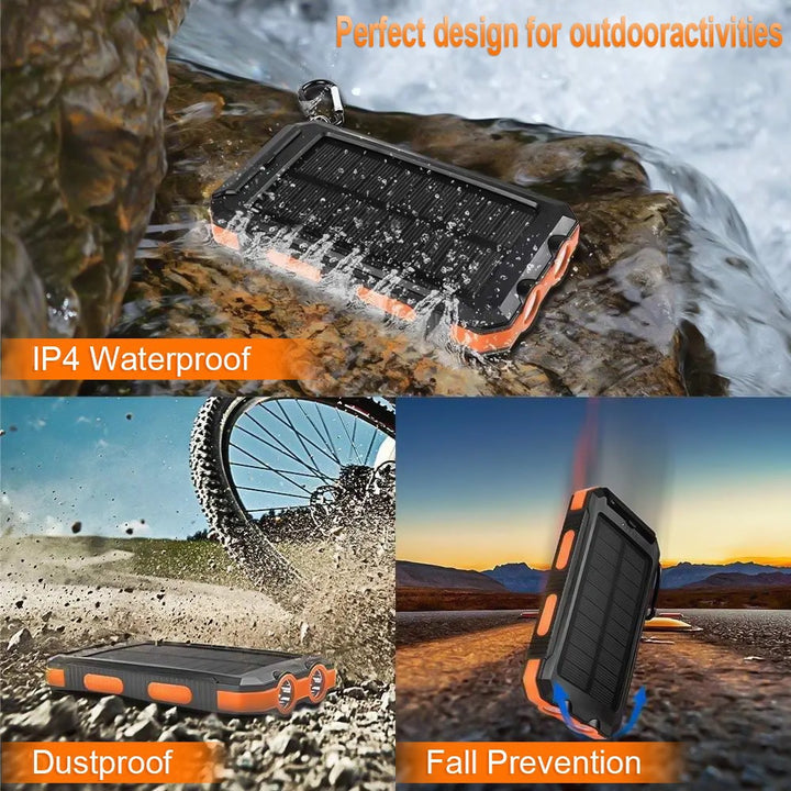 Solcelledrevet powerbank med robust design og innebygd hurtigladefunksjon Skanto