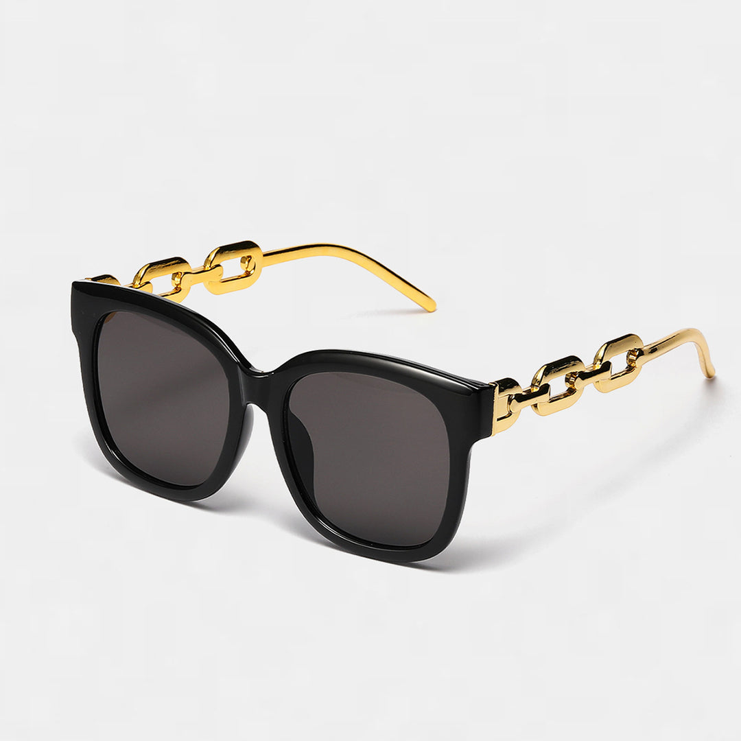 Dame moteriktig oversized solbrille med luksuriøs kjedeinnramming Skanto