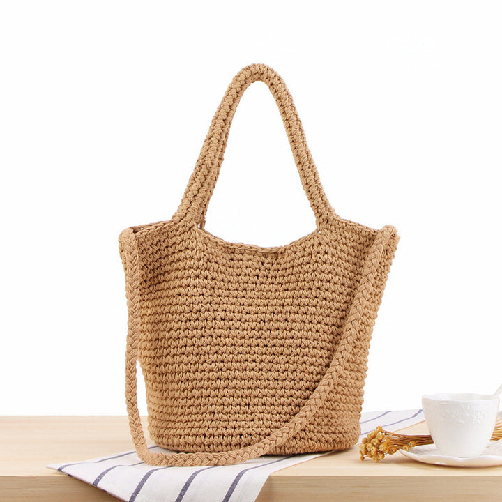 Hand-knotted tote bag with refined design Skanto