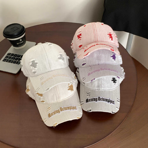 Kvinne Slitt Denim Baseball Caps Skanto