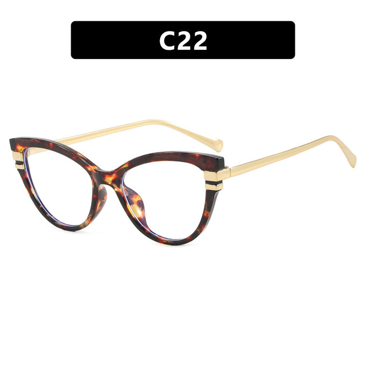 Dame Cat-Eye solbriller med elegant plastramme og gullaccentuer Skanto