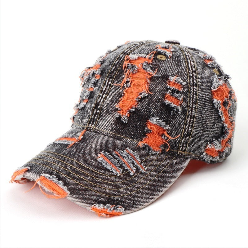 Kvinnes Slitt Denim Baseball Cap Skanto