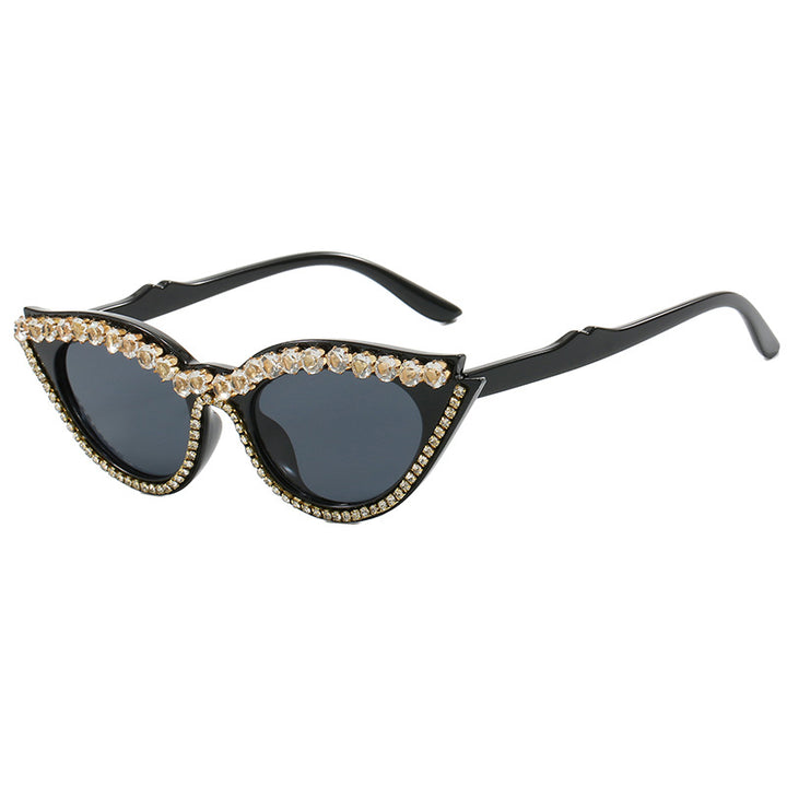 Dame Cat-Eye solbriller med glitrende strass Skanto