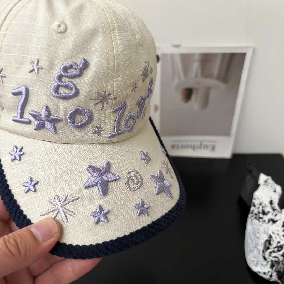 Kvinne Brodert Stjerne Mønster Baseball Caps Skanto