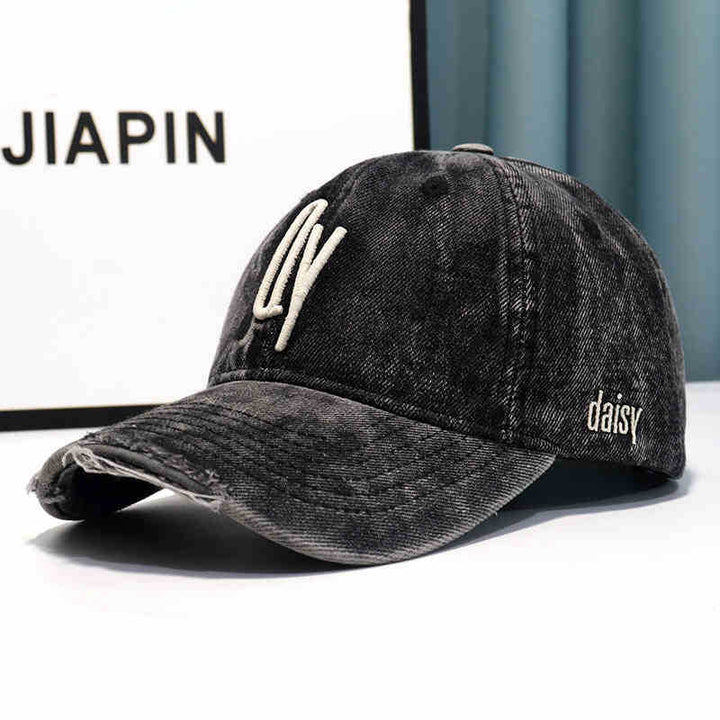 Kvinne Slitt Denim Brodert Baseballcap Skanto
