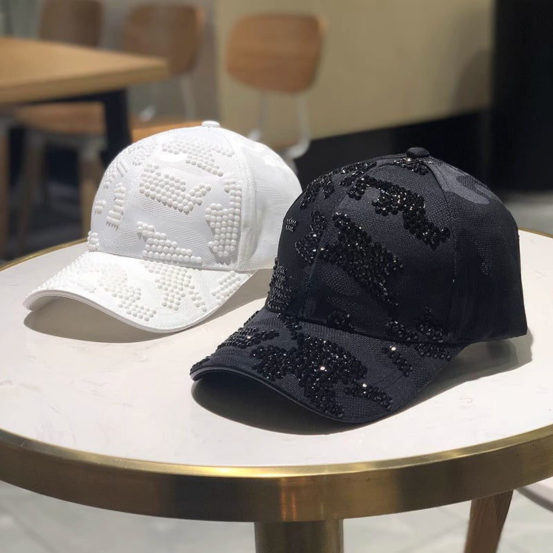 Dame dekorert paljett baseball cap Skanto