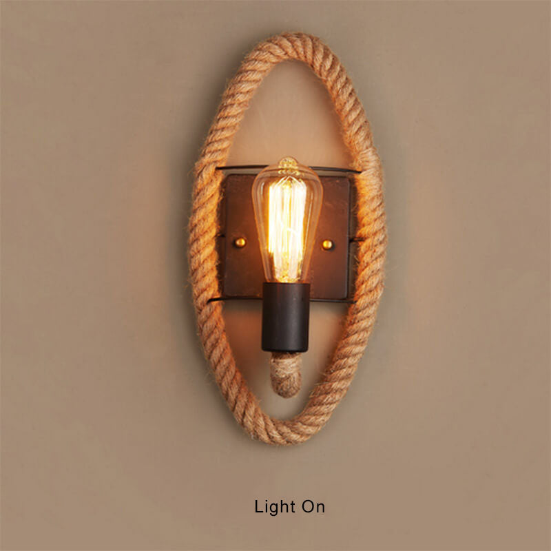 Skanto Vegglampe | Vintage Stil | Hamp Tau Lampe Design | Unik Dekorasjon | Miljøvennlig Vegglampe