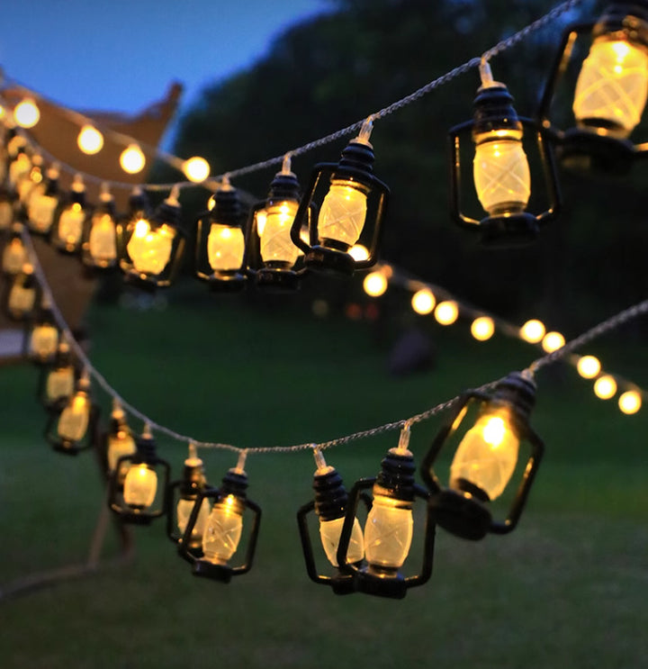 Decorative Outdoor LED Star and Globe String Lights Weather-Resistant Versatile Hanging Garland Skanto