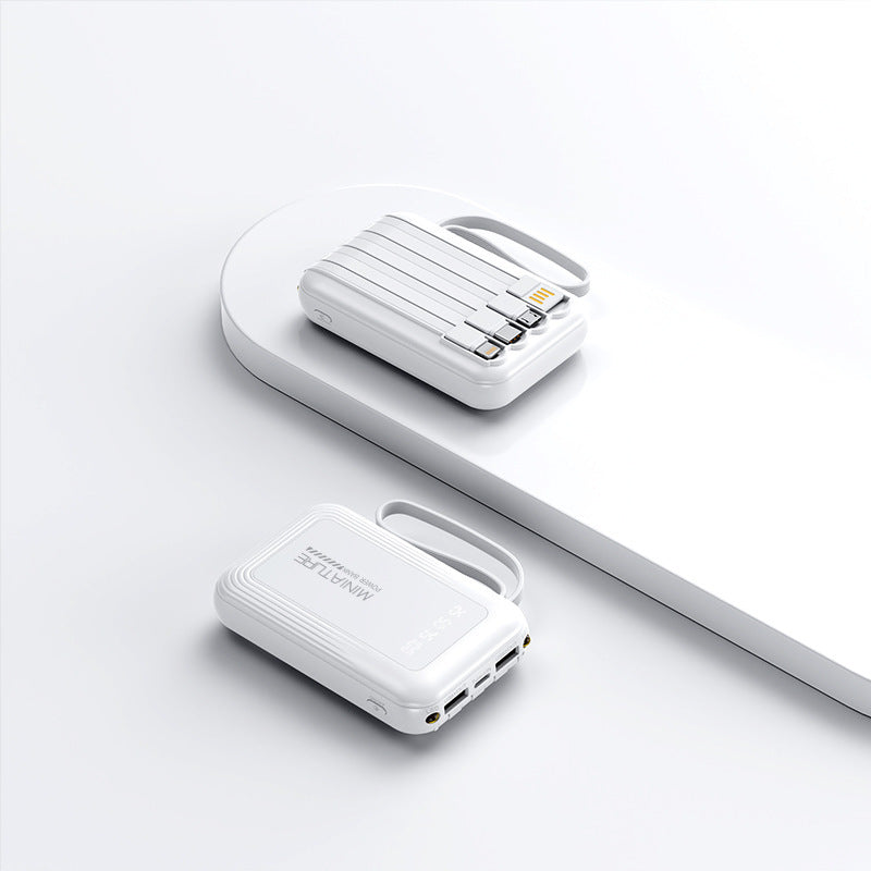 Praktisk Powerbank med trådløs hurtiglading og integrert kabelsystem Skanto
