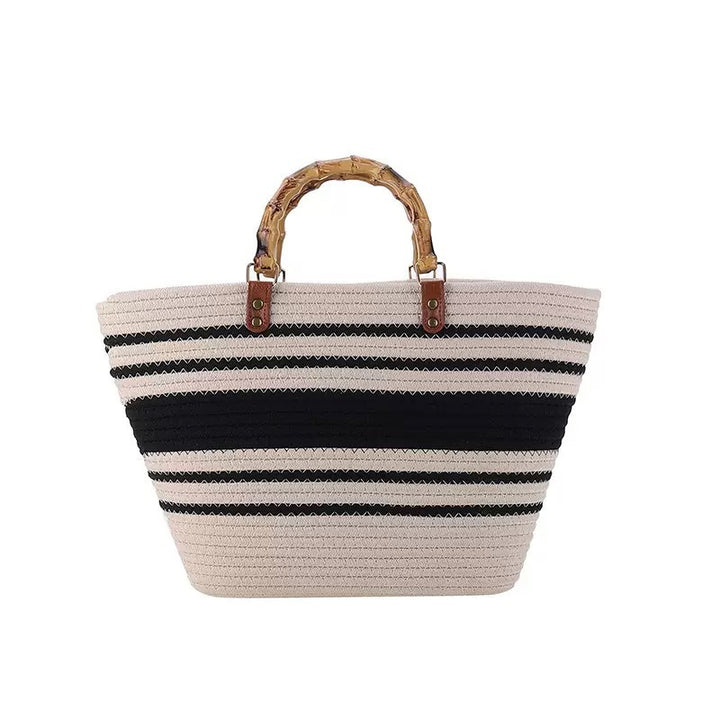 Praktisk strandbag med bambushåndtak Skanto