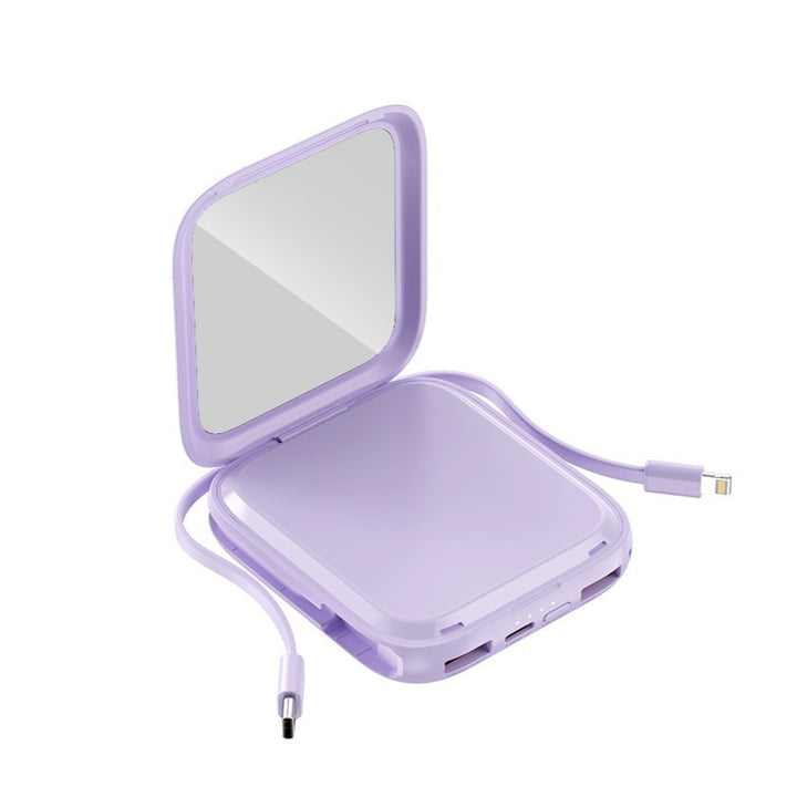 Bærbar Powerbank med integrert speil og multifunksjonelt ladekabel Skanto