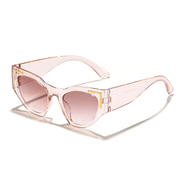 Dame kreativ Cat-Eye solbriller med transparent ramme og brune glass Skanto
