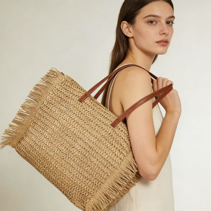 Elegant Raffia Handlebag Skanto