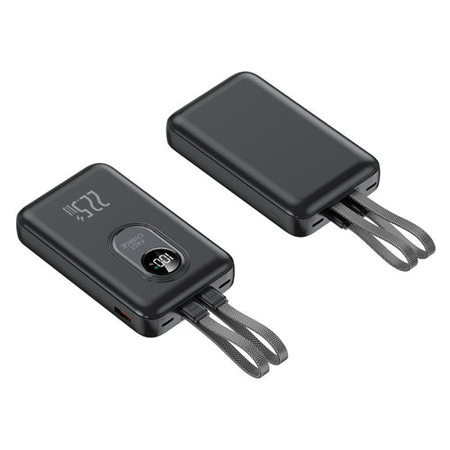 Powerbank med hurtigladingsfunksjon og integrert kabelsystem Skanto