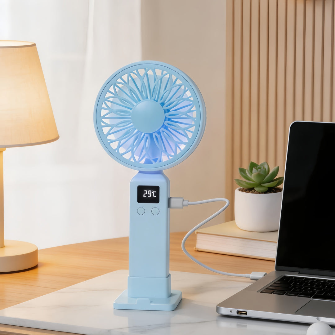 Damer Bærbar USB-vifte med LED-skjerm og ergonomisk design Skanto