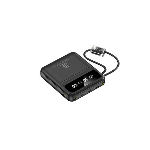 Bærbar powerbank med integrert ladekabel og digitalt display Skanto