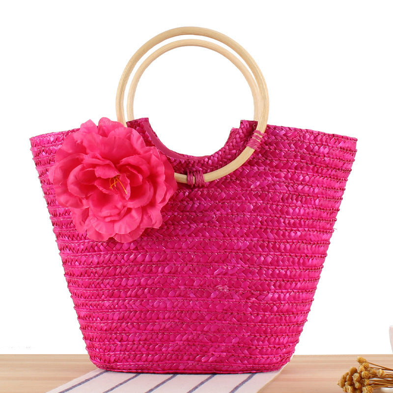 Basket bag with decorative floral design Skanto