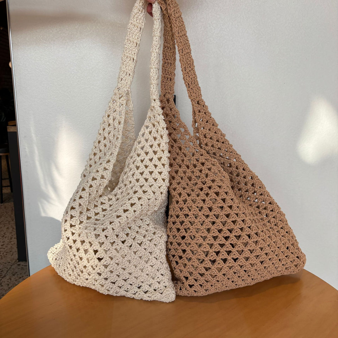 Håndknyttet nettbag med komfortable dobbelthåndtak Skanto