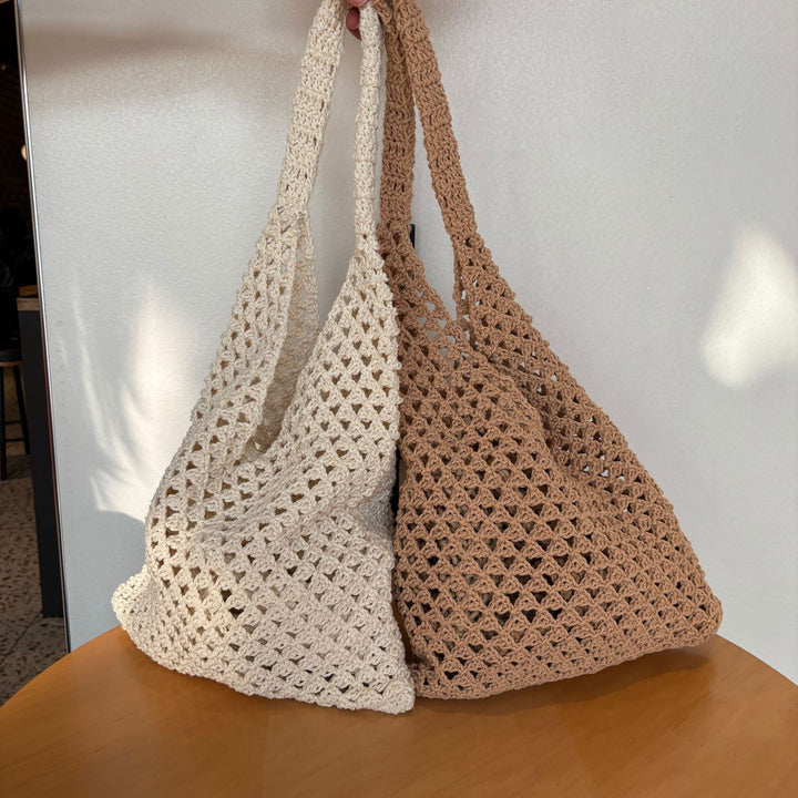 Håndknyttet nettbag med komfortable dobbelthåndtak Skanto