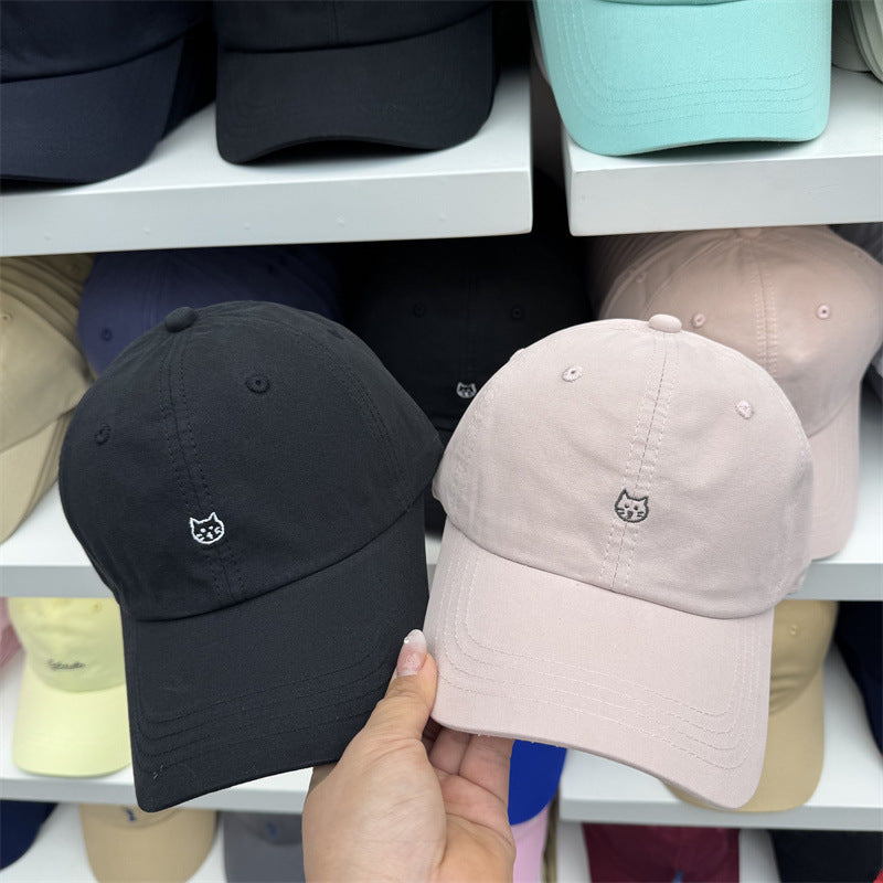 Kvinners katt-brodert bomull baseball cap Skanto