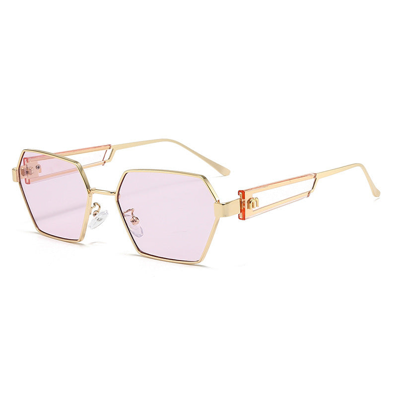Dame Hexagon solbrille med luksuriøse metallakenter Skanto