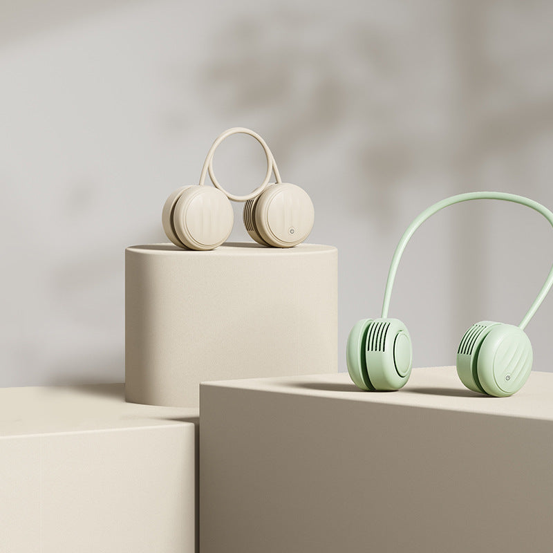 Kjølende handsfree dual-hodet bærbar nakkevifte med fleksibel gåsehals og USB-C opplading Skanto