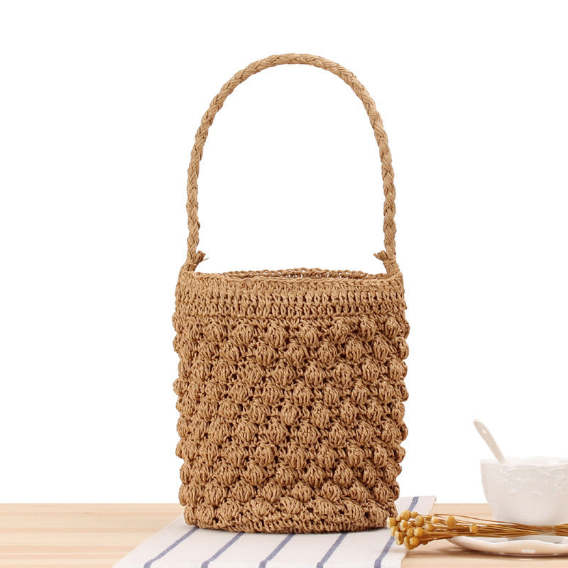 Hand-knotted basket bags with textured surface Skanto