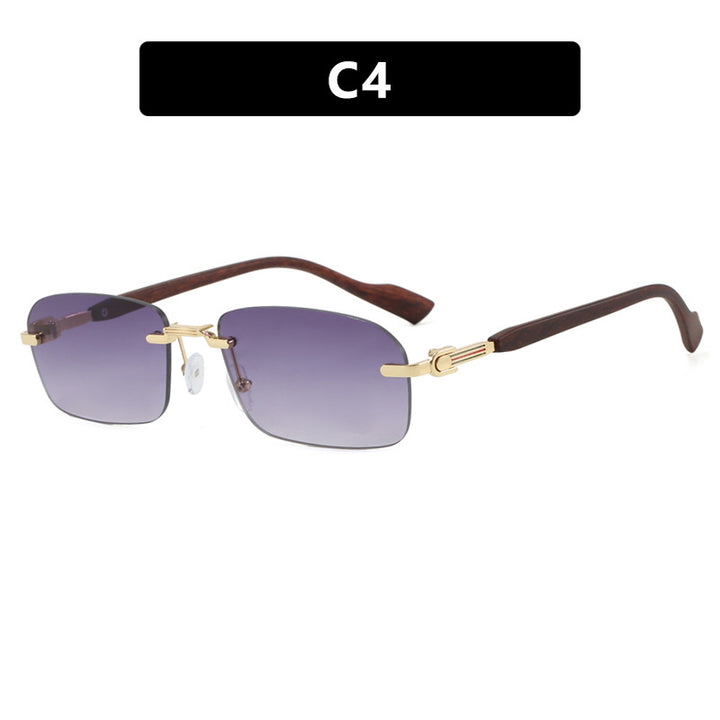 Dame solbrille med elegant metallramme og stilige tre detaljer Skanto
